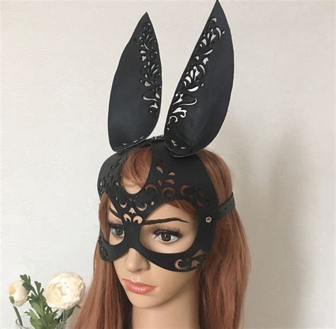 Rabbit maskLeather bunny mask rabbit mask party mask bdsm | Etsy