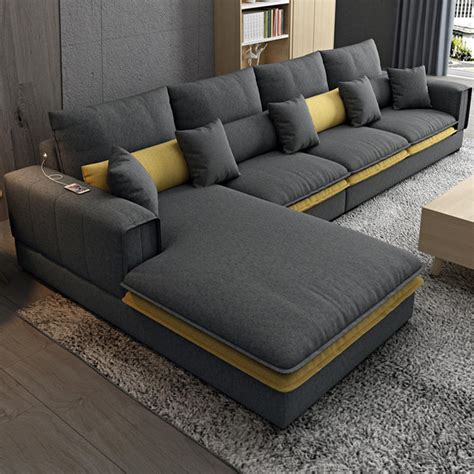 Nordic Luxury Technology Fabric Corner Living Room Sofa Set Furniture Sectional Modern L Shaped ...