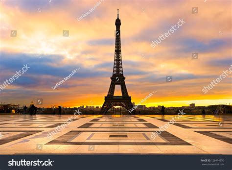 View Eiffel Tower Sunrise Paris Stock Photo (Edit Now) 128414630