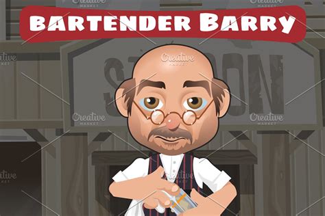 Bartender, cartoon character | Pre-Designed Illustrator Graphics ~ Creative Market