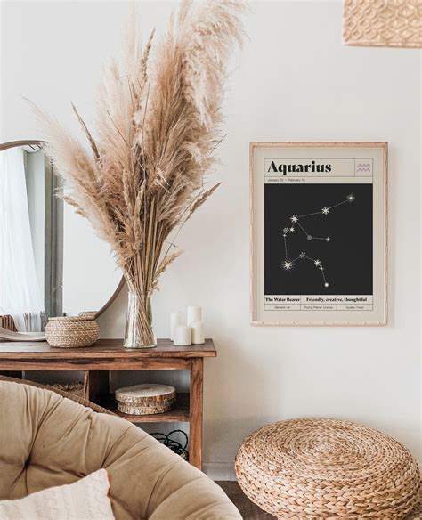 Aquarius Star Constellation Art Print Zodiac Constellation Wall Art ...