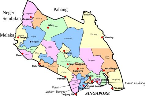 Parliamentary map of Johor, Malaysia - Openclipart