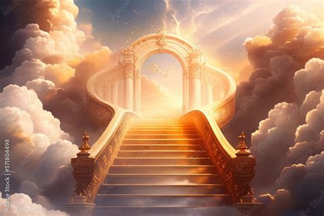 stairway to heaven in glory, gates of Paradise, meeting God, symbol of Christianity, generative ...