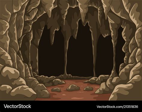 Cartoon the cave with stalactites Royalty Free Vector Image