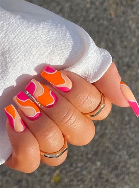 The Prettiest Summer Nail Designs We've Saved : Bright pink & orange ...