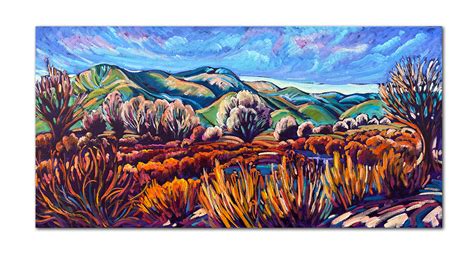 Taos Mountain, Red Willow Sunset 18x36 - Krysteen Waszak Art