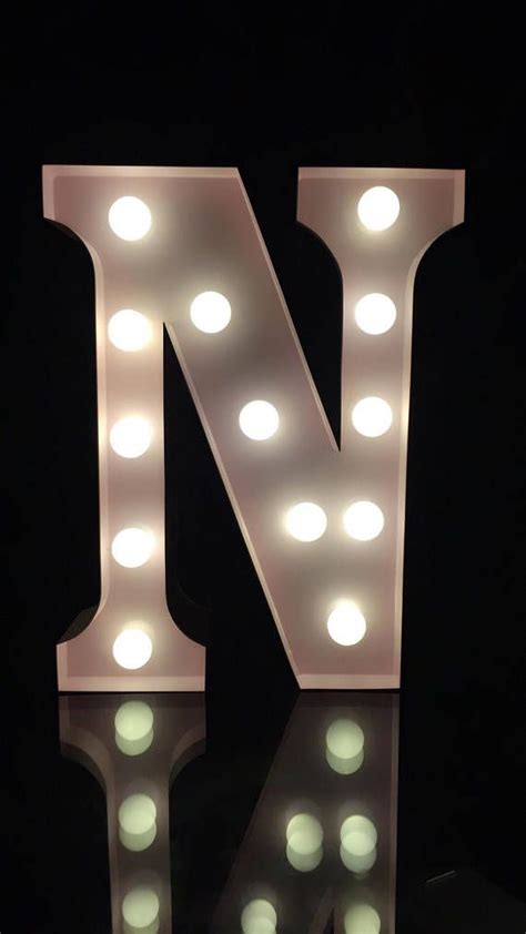 Vintage Hand made metal white N marquee letter light 9"height light up ...