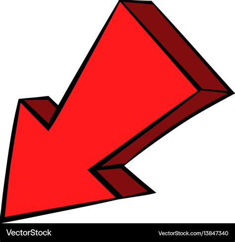 Red left down arrow icon cartoon Royalty Free Vector Image