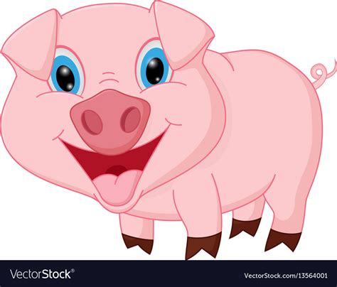 Happy pig cartoon Royalty Free Vector Image - VectorStock