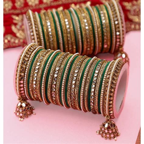 Indian Bangle Set Bridal Bangles Traditional Mirror Bangle - Etsy