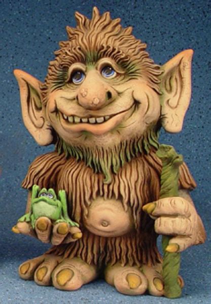 Creepy Unpainted Ceramic Bisque Backyard Troll w/ Staff Sculpture