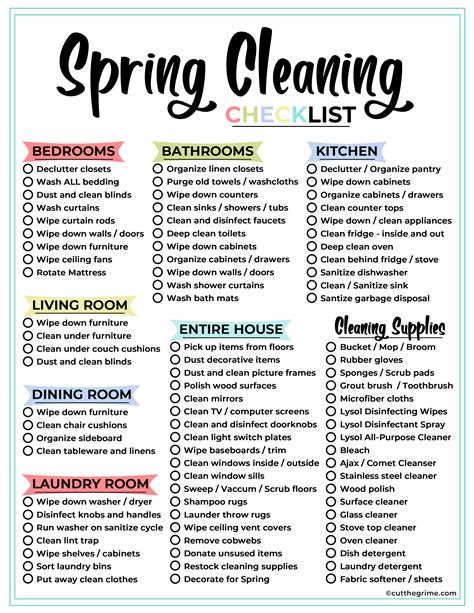 Cleaning Checklist By Room Printable