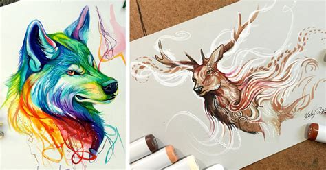 Wild Animal Spirits In Pencil And Marker Illustrations By Katy Lipscomb ...