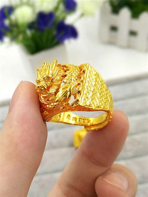 Men 24K Gold Plated Dragon Ring - ToMade