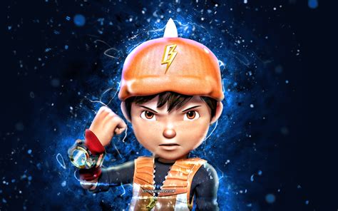 Download wallpapers BoBoiBoy, 4k, blue neon lights, BoBoiBoy Galaxy, creative, BoBoiBoy Galaxy ...