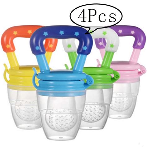 LNKOO Baby Fruit Feeder Pacifier (4 Pack) - Fresh Food Nibbler, Infant Fruit Teething Toy, Food ...