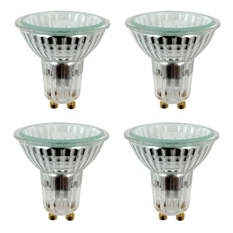 4pk - 50w MR16 GU10 Flood 2950K halogen light bulb with front glass ...