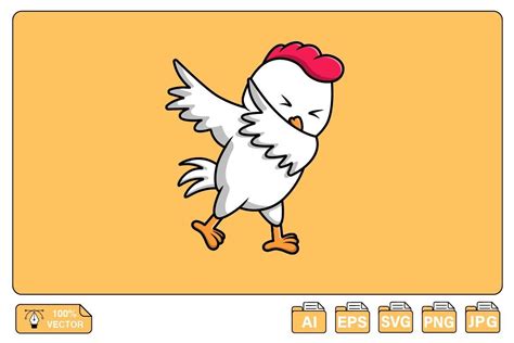 Cute Chicken Dabbing Cartoon Graphic by mokshastuff · Creative Fabrica