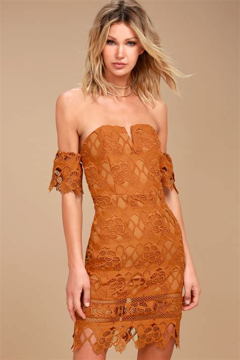 Burnt Orange Dress - Lace Dress - Off-the-Shoulder Dress - Lulus