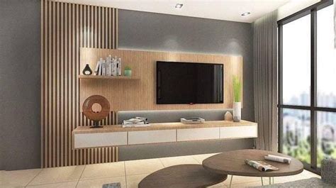 This post is also available in: हिन्दी (Hindi)TV Unit with Wooden Vertical Slits Wall Paneling ...