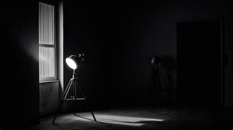 Premium Photo | A black room with a lamp and a light on it