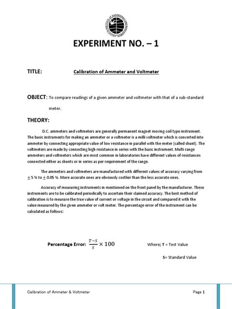 Calibration of Ammeter and Voltmeter | PDF | Electrical Engineering ...