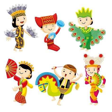 Premium Vector | Indonesia Traditional Dance with Cute Characters