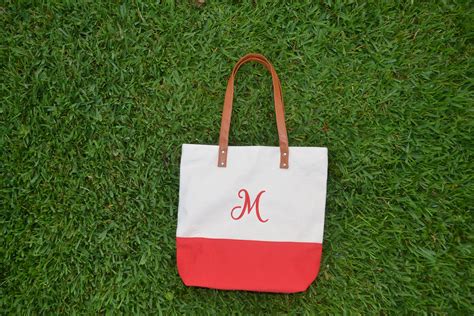 Monogram Canvas Tote Personalized Everyday Bag Custom | Etsy