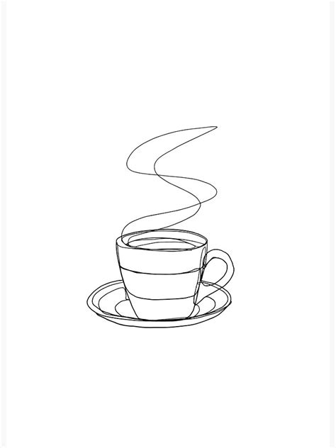 Black White Minimalist Drawing Coffee Cup Art Board Print ...