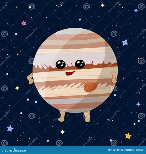 Cartoon Jupiter Planet on Space Background, Vector Illustration Stock Vector - Illustration of ...