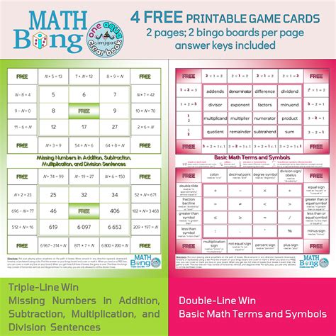 FREE Elementary Math Bingo Games | Made By Teachers