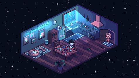 Pixel art > Cozy Night Indoors > Interior Home Design > Isometric > pixelart | silkanide | Pixel ...