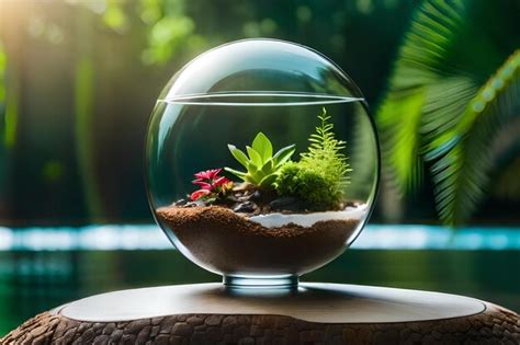 Premium Photo | A fish tank with plants in it