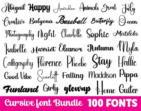 The Ultimate 100 Cursive Fonts Bundle Cursive Font Bundle - Etsy UK