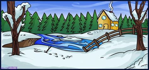 Winter Scene Drawing at GetDrawings | Free download