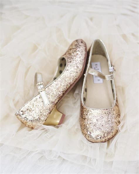 Girls Glitter Shoes flower girl shoes GOLD glitter