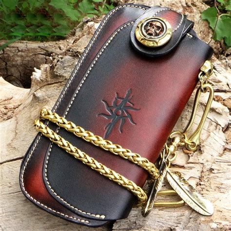 Handmade Mens Cool Leather Chain Wallet Biker Trucker Wallet with Chain | Chain wallet biker ...