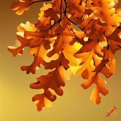 Oak tree with orange leaves on Craiyon