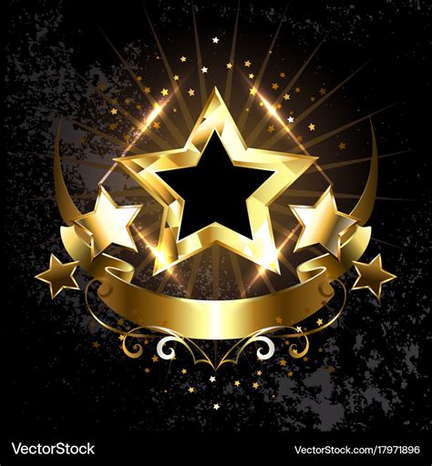 Five stars with golden ribbon Royalty Free Vector Image