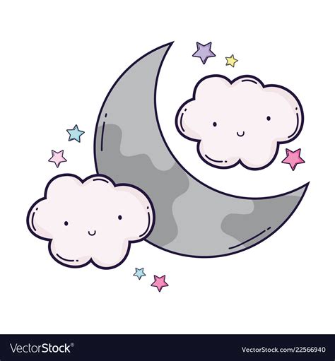 Cloud and moon cartoon Royalty Free Vector Image