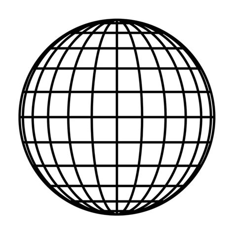 Earth planet globe grid of black thick meridians and parallels, or latitude and longitude. 3D ...