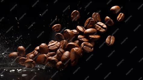 Premium AI Image | Falling coffee beans on dark background