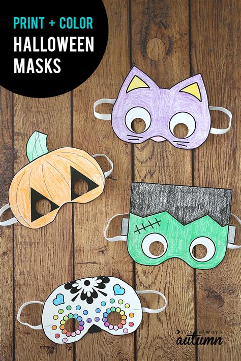 Halloween masks to print and color - It's Always Autumn