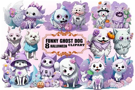 Funny Ghost Dog Halloween Clipart Graphic by lazy cute cat · Creative Fabrica