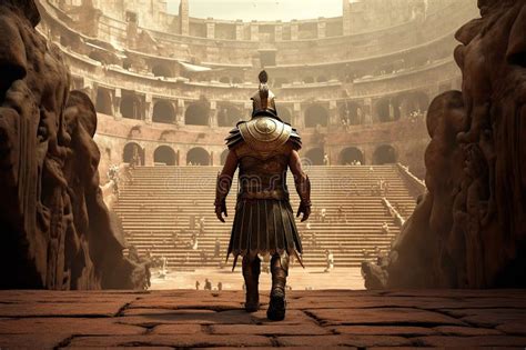 Ancient Roman Gladiator Entering the Colosseum before Battle Generative ...