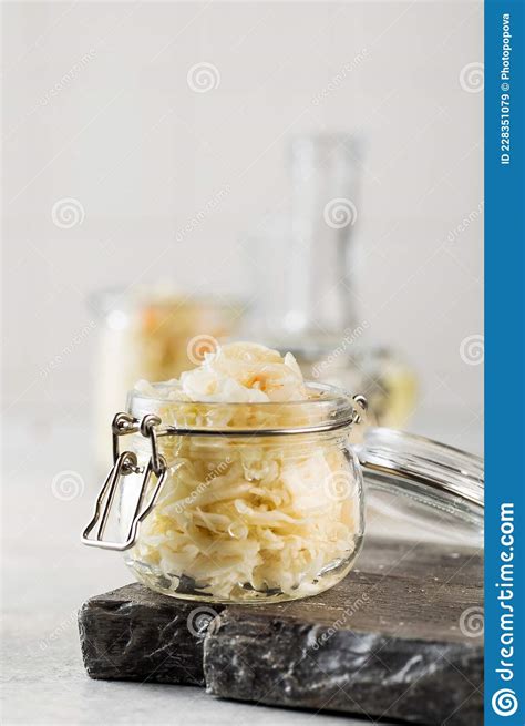 Sauerkraut in Glass Jars. Fermentation and Canning of Vegetables Stock Image - Image of ...