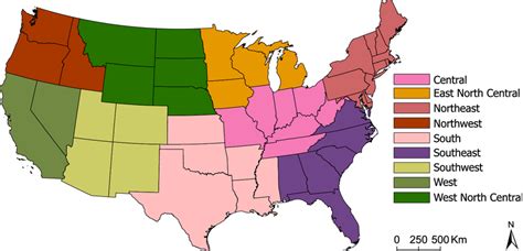 Contiguous United States climatic regions identified by the National... | Download Scientific ...