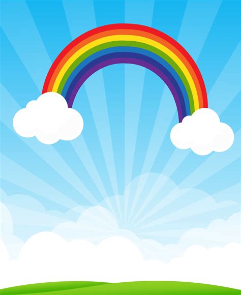 Sunburst and blue sky and rainbow background with copyspace vector illustration 518292 Vector ...