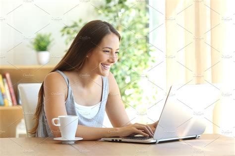 Girl typing in a laptop containing laptop, online, and student | Technology Stock Photos ...