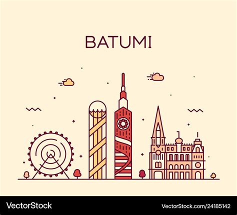 Batumi skyline georgia city linear style Vector Image